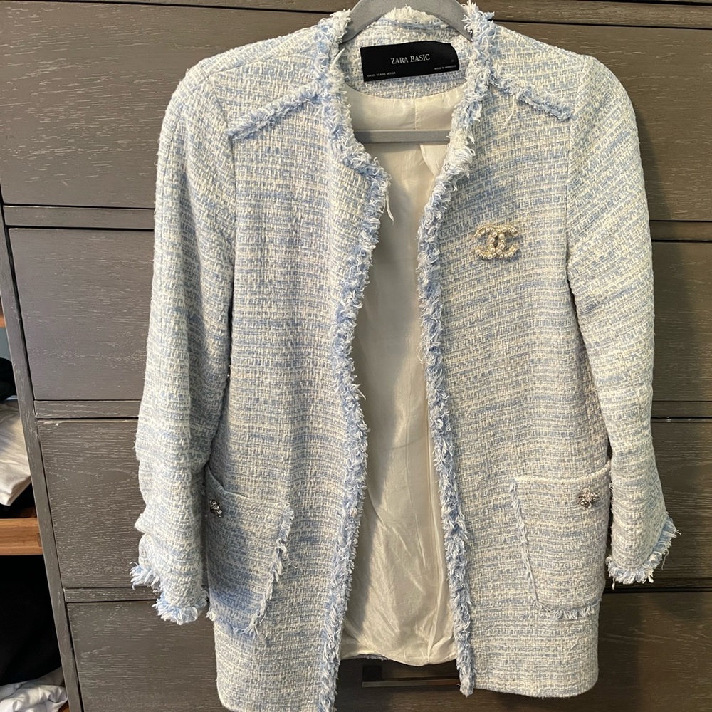 Zara beautiful tweet light blue jacket Xs
